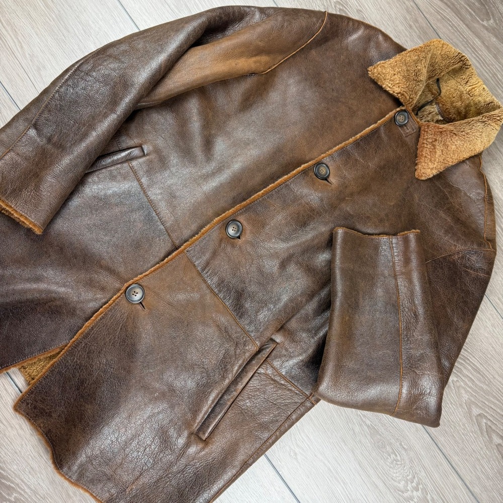 Zabari Mens Coat Genuine Lambskin Shearling Leather Jacket Brown S